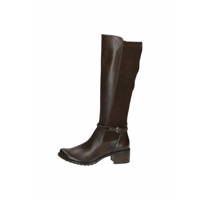 Image of CAPRICE Damen Hohe Stiefel mit Absatz Schnalle Kniehoch, Braun (Dk Brown Comb), 40.5 EU
