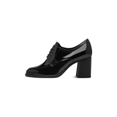 Image of Tamaris Laceup heels, Women&#039;s, Size: 4, Black patent Imitation leather/ textile