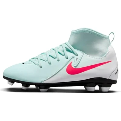 Image of Nike Performance JR Phantom LUNA II CLUB FG/MG Unisex Moulded stud football boots for kids, Size: 3.5, Mint/atomic red/off noir