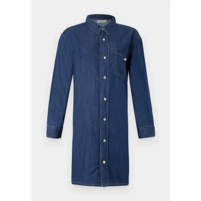 Image of Calvin Klein Jeans Belted Shirt Dress Denim dress, Women&#039;s, Size: XS, blue
