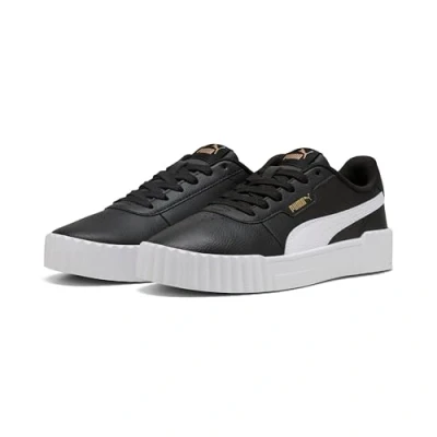Image of Puma Women&#039;s Carina 3.0 Sneaker, Black White Gold, 8.5 UK