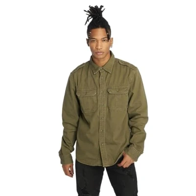 Image of Brandit Men&#039;s Amy Flannel Shirt Girls, Olive Long Sleeve, XL