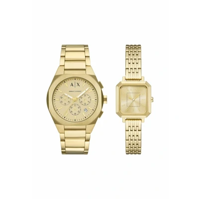 Image of Armani Exchange Traditional SYNC SET Chronograph watch goldcoloured, Men&#039;s, Size: One Size, Gold/coloured