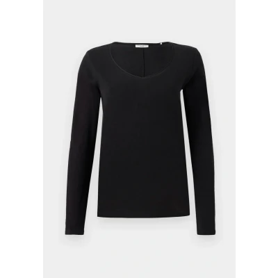 Image of Marc OߴPolo Denim Women&#039;s Organic Cotton Long Sleeve Top with V Neck, Black, XXL