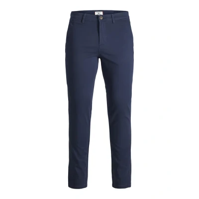 Image of JACK &amp; JONES Mens Slim Stretch Chino Trousers, Blue (Navy Blazer), 31W / 30L