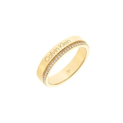 Image of Calvin Klein Minimal Linear Ring goldcoloured, Women&#039;s, Size: 56, Gold coloured