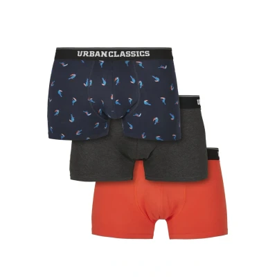 Image of Urban Classics 3 PACK Pants, Men&#039;s, Size: XXL, Bird aop+boxer orange+charcoal