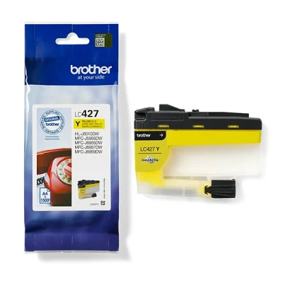 Image of Brother LC 427Y Inkjet Cartridge, Yellow, Single Pack, Standard Yield, Includes 1 x Genuine Supplies