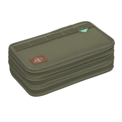 Image of LÄSSIG Federmäppchen befüllt 20 teilig School Triple Pencil Case Unique, Olive, 12 x 6 21 cm,