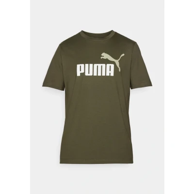 Image of Puma Color LOGO TEE Print Tshirt, Men&#039;s, Size: Large, Dark olive