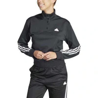 Image of adidas Sportswear Iconic Warpping SNAP Sweatshirt, Women&#039;s, Size: Large, Black/white