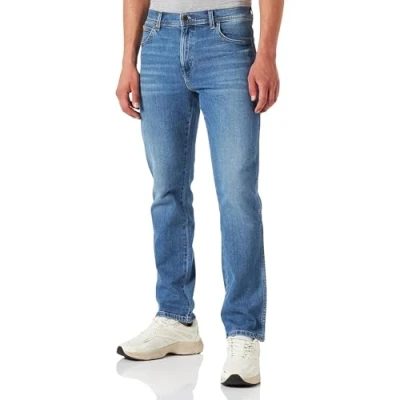 Image of Wrangler Texas Straight leg jeans, Men&#039;s, Size: 34x30, Neon blue