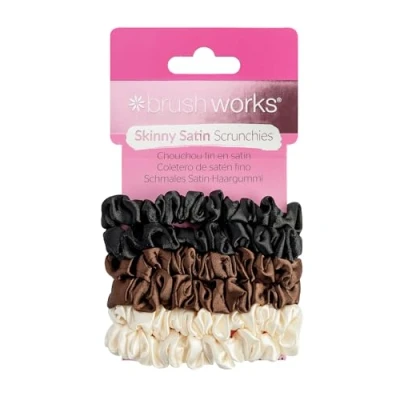 Image of brushworks Skinny Satin Scrunchies 6 Pack