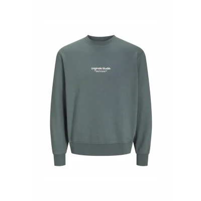 Image of Jack &amp; Jones Jorvesterbro CREW NECK Sweatshirt, Men&#039;s, Size: Large, Stormy weather