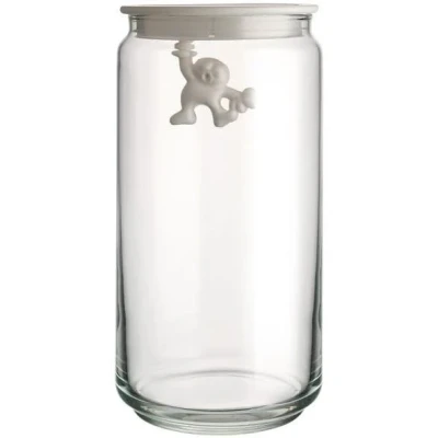 Image of Alessi Storage Jar Gianni A Little Man Holding On Tight AMDR06 W White 1.4 L by Mattia Di Rosa