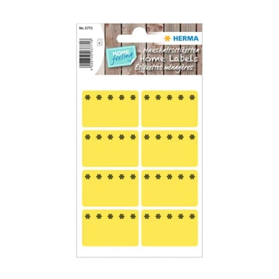 Image of HERMA 3771 Freezer Labels, Pack of 48, 26 x 40 mm, 8 per Sheet, Self Adhesive, Matt, Blank Paper, Labels for Labelling, Adhesive Stickers Freezing Goods, Yellow
