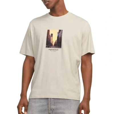 Image of Jack &amp; Jones Jorvesterbro Picture CREW NECK Print Tshirt, Men&#039;s, Size: XS, Moonbeam