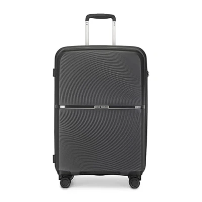 Image of British traveller Suitcase Lightweight PP Hard Shell Trolley, Fashion Travel Carry on Hand Luggage Cabin Size, TSA Lock Check in Case with 4 Spinner Wheels, Black, S,