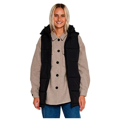 Image of Noisy May Puffer Waistcoat, Women&#039;s, Size: 14, Black