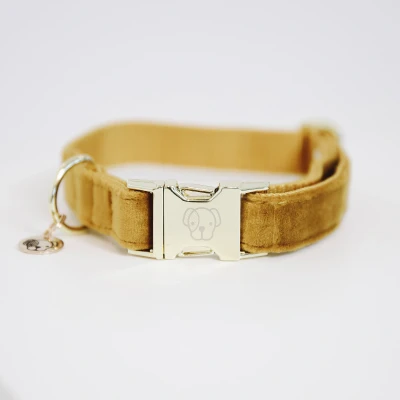 Image of Kentucky Horsewear Dog Collar Velvet Mustard Horse Riding Equestrian