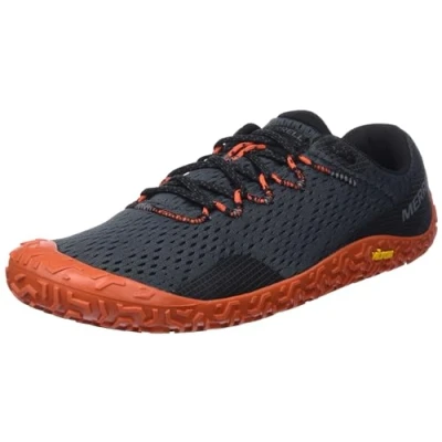 Image of Merrell Vapor Glove 6 Road running shoes, Men&#039;s, Size: 6.5, Granite/tangerine Synthetics/textile