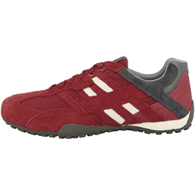 Image of Geox UOMO Snake Trainers, Men&#039;s, Size: 10, Red/grey Leather and textile