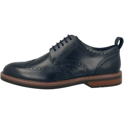Image of Clarks Men&#039;s Aldwin Limit, Navy Leather, 7 UK