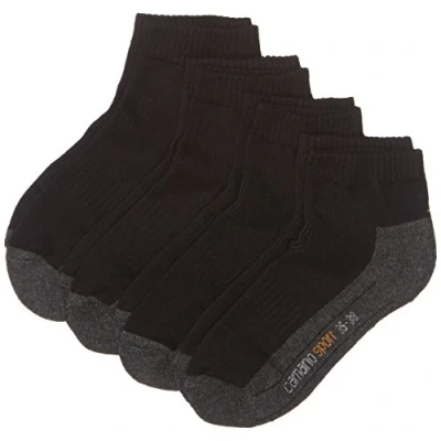 Image of camano Sport Quarter BOX 4 PACK Sports socks, Men&#039;s, Size: 12 13.5, Black