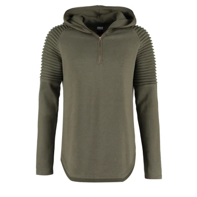 Image of Urban Classics Men&#039;s Pleat Sleeves Terry Hoodie, Green (olive 176), S