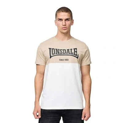 Image of Lonsdale Normale Passform Sandscove Print Tshirt Sand offwhite black, Men&#039;s, Size: XXL, off/white black