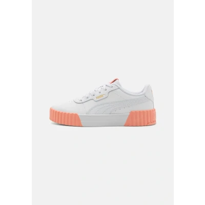 Image of Puma Carina 3.0 Trainers, Women&#039;s, Size: 6.5, White/pink fruit/gold Leather/synthetics