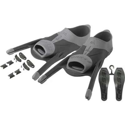 Image of Cressi Men&#039;s Gara Modular Fins Foot Pocket (Made in Italy), Black/Grey, 42/43 8/8.5
