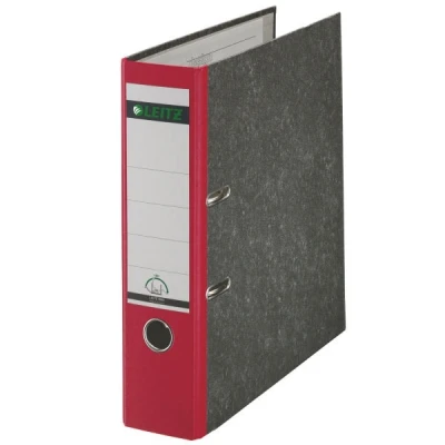 Image of Leitz 180 Lever Arch File Classic Marbled, CO2 neutral, 100% Recycled Card, 10805025, Red
