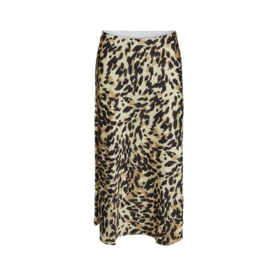 Image of YAS Women&#039;s Yaspella Hw Midi Skirt S. Noos, Black/Aop: Leo Print, XS