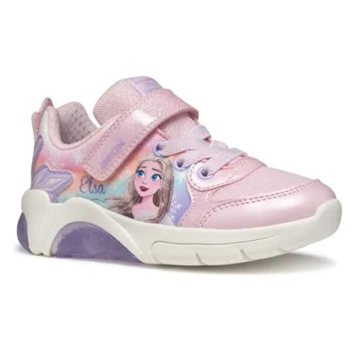 Image of Geox Light UP Disney J Fadinlight GIRL Trainers for kids, Size: 2.5, Pink/lilac Textile