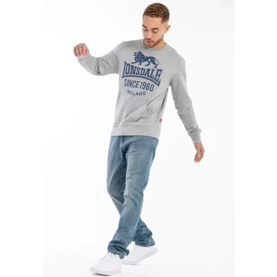 Image of Lonsdale Rundhals Normale Passform Sweatshirt, Men&#039;s, Size: XL, Marl grey navy