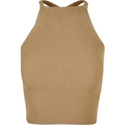 Image of Urban Classics Damen Crossed BACK Top, Women&#039;s, Size: XS, Unionbeige