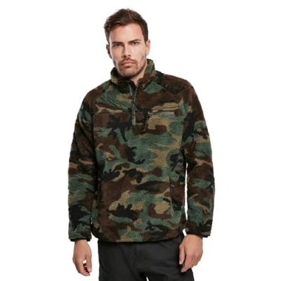 Image of Brandit Men&#039;s Teddyfleece Troyer Pullover Sweater, Woodland, 4XL