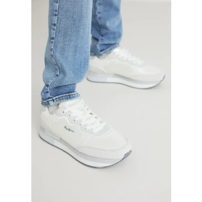 Image of Pepe Jeans Rusper Shine Trainers, Women&#039;s, Size: 8, White leather and imitation