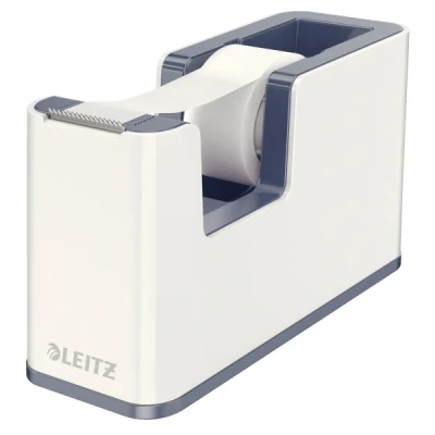 Image of Leitz Tape Dispenser, Heavy Base with Tape, Wow Range, Pearl White/Grey
