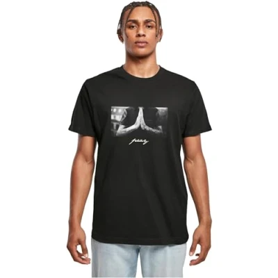 Image of Mister Tee PRAY Print Tshirt, Men&#039;s, Size: XS, Black