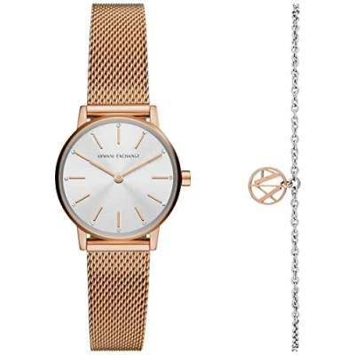 Image of Armani Exchange SET Watch Rose goldcoloured, Women&#039;s, Size: One Size, gold coloured