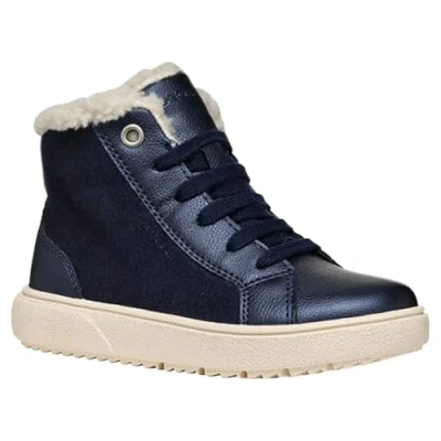 Image of Geox Theleven GIRL AB Laceup ankle boots for kids, Size: 7.5K, Dark navy Leather