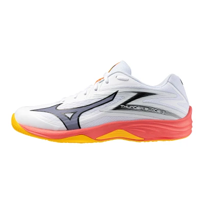 Image of Mizuno THUNDER BLADE Z Volleyball Shoes White/Fiery Coral 2/Citrus Women/Men Size 7