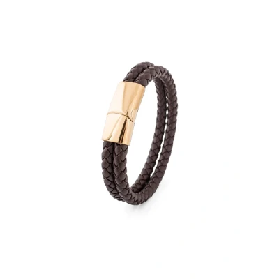 Image of Akitsune Simplicitas Bracelet, Men&#039;s, Size: 8,66&#039;&#039;, Gold brown