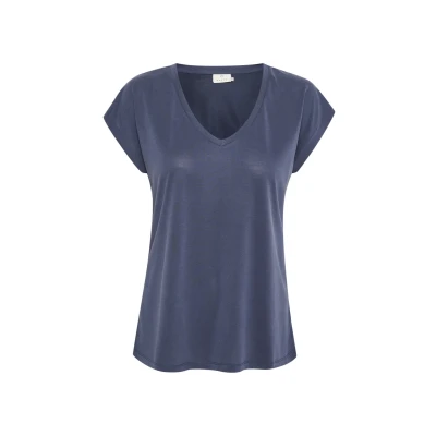 Image of Kaffe Kalise SS Basic Tshirt, Women&#039;s, Size: XS, Midnight marine