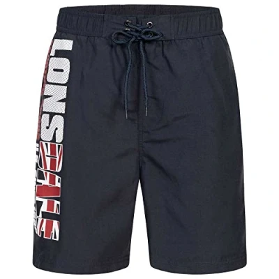 Image of Lonsdale Normale Passform Carnkie Swimming shorts, Men&#039;s, Size: Large, Navy/red/ white