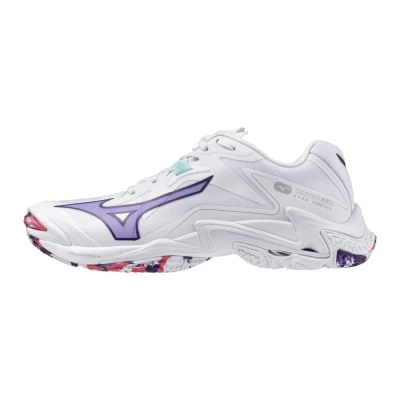 Image of Mizuno WAVE LIGHTNING Z8 Volleyball Shoes White/VioletIndigo/CamelliaRos Women Size 4