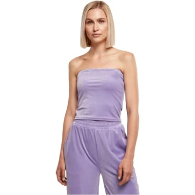 Image of Urban Classics Women&#039;s Ladies Short Velvet Tube Top T Shirt, Lavender, 3XL