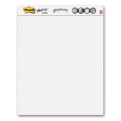 Image of Post it Super Sticky Self Stick Wall Pad Meeting Chart, White, 58.4 cm x 50.8 20 Sheets, 2 Pads + 8 Command strips For Brainstorming Anywhere and Keeping all Ideas Visible